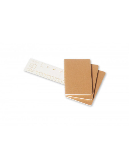SET DE 3 LIBRETAS CAHIER MARRÓN KRAFT P (9X14CM) RAYAS MOLESKINE QP411