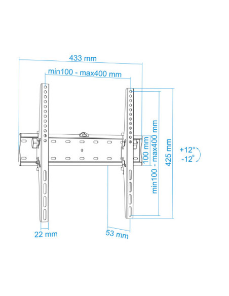 TOOQ SOPORTE PANTALLA. PARED. 400x400. INCLINABLE. 32-55". MAX.40KG. NEGRO(LP4255T-B)