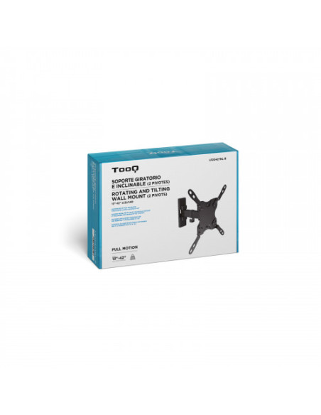 TOOQ SOPORTE PANTALLA. PARED. 200x200. GIRATORIO+INCLINABLE. 13-42". MAX.20KG. NEGRO (LP2042TNL-B)