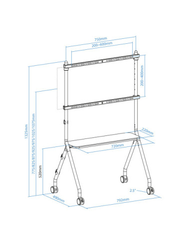 TOOQ SOPORTE DE SUELO CON RUEDAS PARA PANTALLA...