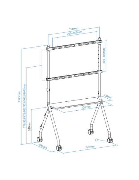 TOOQ SOPORTE DE SUELO CON RUEDAS PARA PANTALLA 49"-80"BLANCO Y HAYAA
