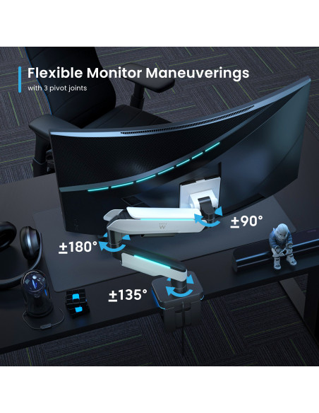 EWENT SOPORTE PARA MONITOR PLANO / CURVO / ULTRAANCHO HASTA 49” CON LUCES RGB