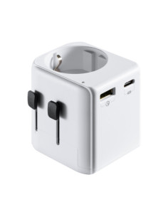 EWENT ADAPTADOR DE VIAJE UNIVERSAL CON ENCHUFES USA /UK/AUS/CHINA Y TOMA SCHUCKO CON 1PUERTO USB Y 1 USB-C