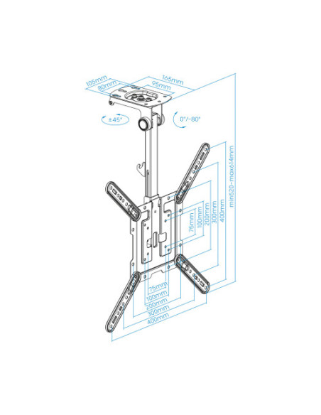 TOOQ SOPORTE TECHO PANT. 23-55 GIRA/INCLI/EXTEN NEGRO