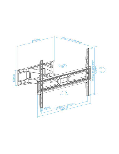 TOOQ SOPORTE PARED PANTALLAS 37-80" GIRA/INCLI...
