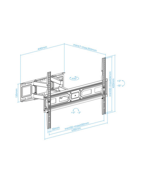 TOOQ SOPORTE PARED PANTALLAS 37-80" GIRA/INCLI NEGRO