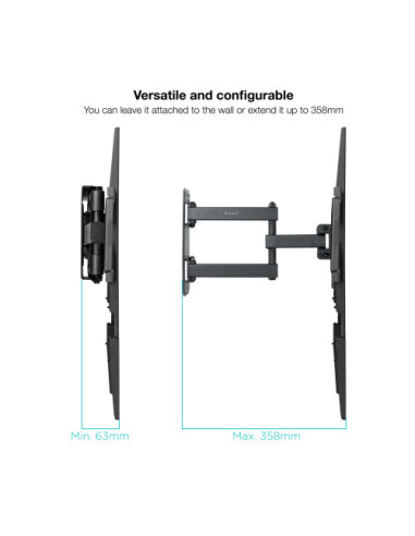 TOOQ SOPORTE PARED PANTALLAS 32-55" GIRA/INCLI...