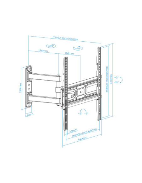 TOOQ SOPORTE PARED PANTALLAS 32-55" GIRA/INCLI NEGRO