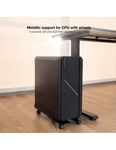 TOOQ SOPORTE METALICO PARA CPU DE SUELO CON RUEDAS