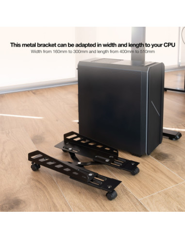 TOOQ SOPORTE METALICO PARA CPU DE SUELO CON RUEDAS
