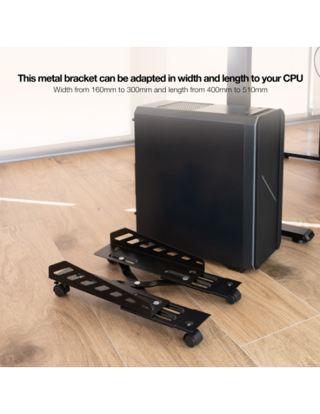 TOOQ SOPORTE METALICO PARA CPU DE SUELO CON RUEDAS