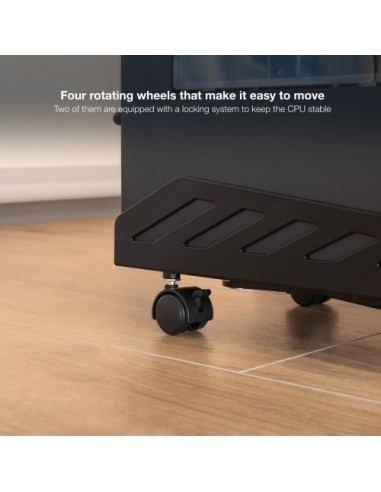 TOOQ SOPORTE METALICO PARA CPU DE SUELO CON RUEDAS