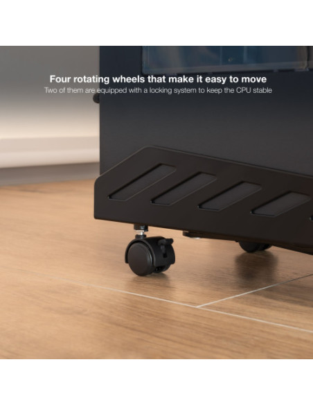 TOOQ SOPORTE METALICO PARA CPU DE SUELO CON RUEDAS