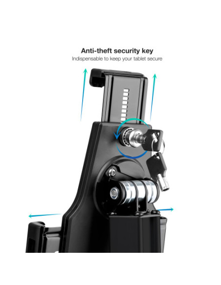 TOOQ SOPORTE DE MESA PROFESIONAL PARA TABLET CON ANTIRROBO  , NEGRO