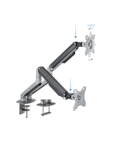 TOOQ SOPORTE DE MESA PARA DOS PANTALLAS 17"-32"  COLOR GRIS/NEGRO