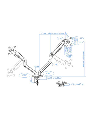 TOOQ SOPORTE DE MESA PARA DOS PANTALLAS 17"-32"...