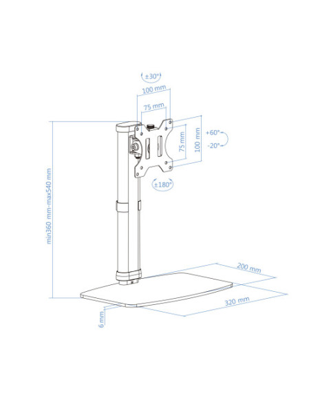 TOOQ SOPORTE DE MESA PARA PANTALLAS 17"-27" COLOR BLANCO