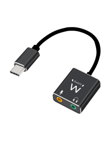 EWENT TARJETA DE SONIDO USB TIPO C CON 2 JACK DE 3