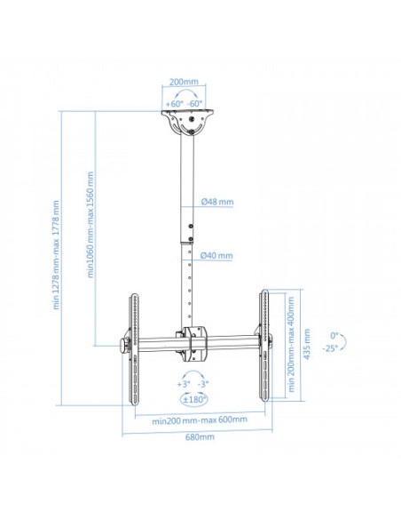 TOOQ SOPORTE DE TECHO PARA PANTALLAS 37"- 70" LPCE1170TSLI-B