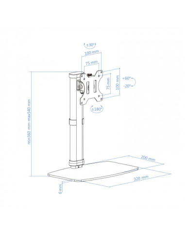 SOPORTE DE MESA MONITOR DB1127TN-B GIRA INCLI...