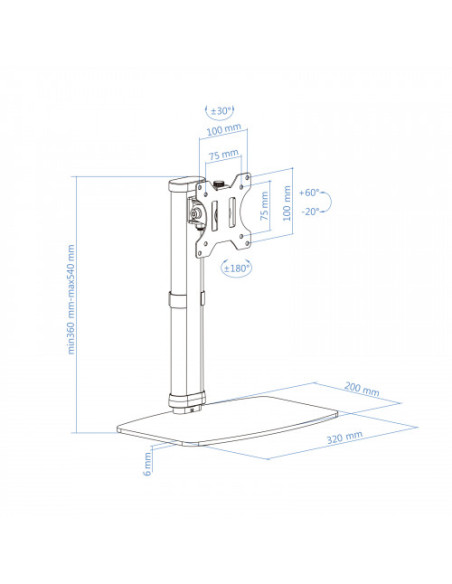 SOPORTE DE MESA MONITOR DB1127TN-B GIRA INCLI 17-27, NEGRO