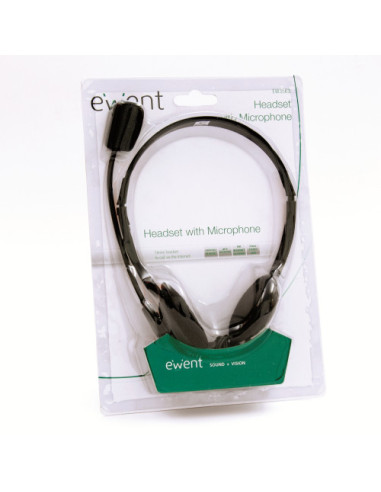 EWENT AURICULARES + MIC DE DIADEMA. NEGRO (EW3563)