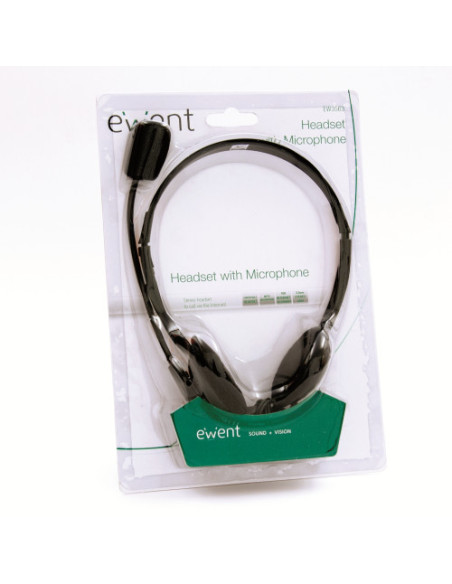 EWENT AURICULARES + MIC DE DIADEMA. NEGRO (EW3563)