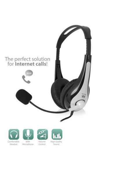 EWENT AURICULARES ESTÉREO CON MICRÓFONO Y CONTROL DE VOLUMEN PRO