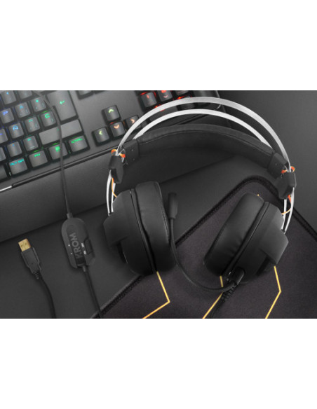 KROM AURICULARES + MIC GAMING KODE. USB. PS4/ PC. 7.1 VIRTUAL. NEGRO