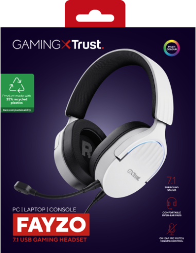 TRUST GXT490W FAYZO 7.1 USB HEADSET WHT
