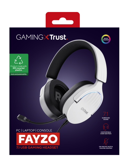 TRUST GXT490W FAYZO 7.1 USB HEADSET WHT