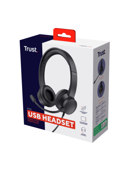 TRUST AURICULARES + MICROFONO AYDA HEADSET PC USB NEGRO (25088)
