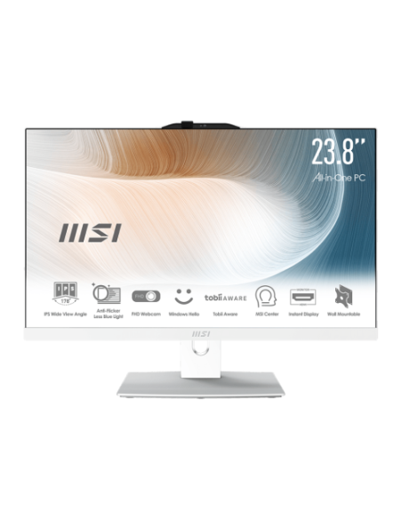 MSI AIO MODERN AM242P 12M-897ES. 23.8" IPS LED FHD 16:9 (1920X1080). I5-1235U. UMA. SO-DIMM DDR4 16GB (8G*2). 512GB SSD. SIN SO.