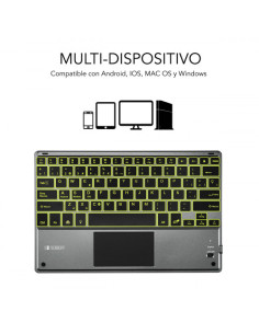 TECLADO RETROILUMINADO BLUETOOTH SMART BACKLIT BT KEYBOARD TOUCHPAD GREY 2