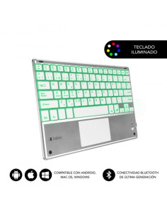 TECLADO RETROILUMINADO BLUETOOTH SMART BACKLIT BT KEYBOARD TOUCHPAD SILVER