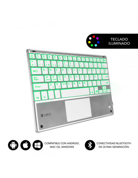 TECLADO RETROILUMINADO BLUETOOTH SMART BACKLIT BT KEYBOARD TOUCHPAD SILVER TECLADO RETROILUMINADO BLUETOOTH SMART BACKLIT BT KEYBOARD TOUCHPAD SILVER