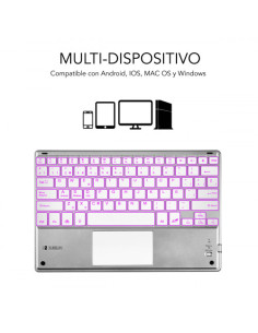 TECLADO RETROILUMINADO BLUETOOTH SMART BACKLIT BT KEYBOARD TOUCHPAD SILVER 2