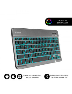 TECLADO RETROILUMINADO BLUETOOTH SMART BACKLIT BT KEYBOARD GREY