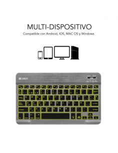 TECLADO RETROILUMINADO BLUETOOTH SMART BACKLIT BT KEYBOARD GREY 2