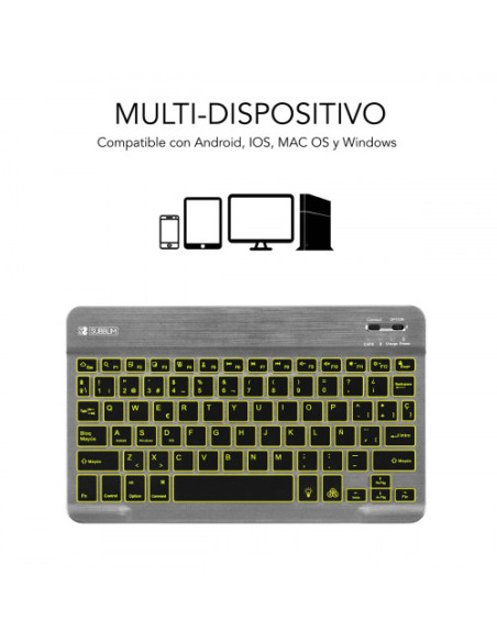 TECLADO RETROILUMINADO BLUETOOTH SMART BACKLIT BT KEYBOARD GREY