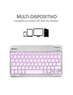 TECLADO RETROILUMINADO BLUETOOTH SMART BACKLIT BT KEYBOARD SILVER 2