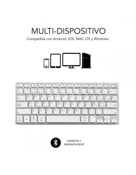 TECLADO WIRELESS BLUETOOTH ALUMINIO ADVANCE COMPACT SILVER