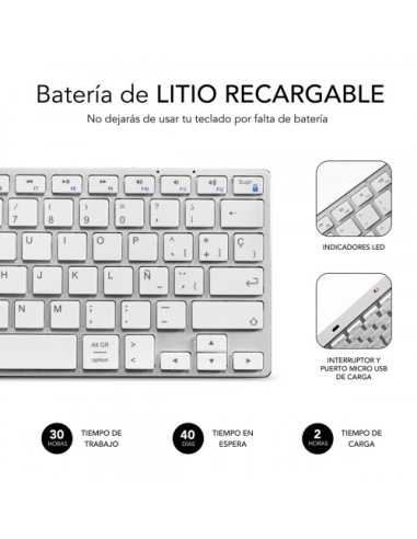TECLADO WIRELESS BLUETOOTH ALUMINIO ADVANCE...