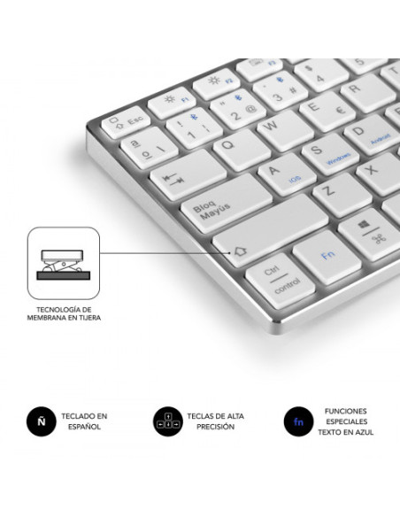 TECLADO WIRELESS BLUETOOTH ALUMINIO ADVANCE COMPACT SILVER