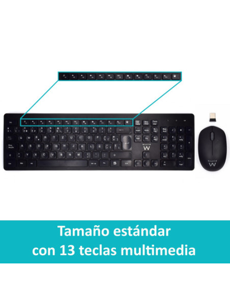 EWENT WIRELESS BUNDLE KEYBOARD AND MOUSE, CONCAVED KEYS - ES LAYOUT (EW3256)