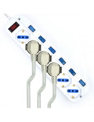 EWENT REGLETA 6 TOMAS SCHUKO CON INTERRUPTOR...
