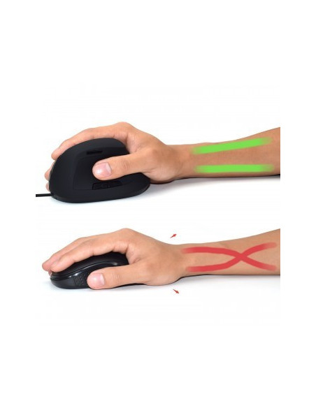 EWENT RATON VERTICAL ERGONOMICO OPTICO. 800-1200-1600DPI. USB2.0. NEGRO (EW3157)