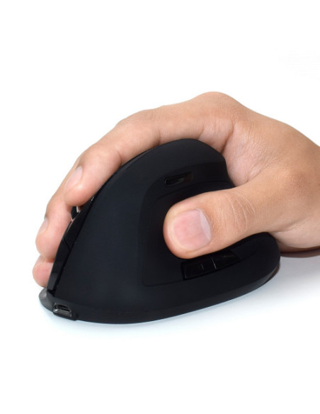 EWENT RATON VERTICAL ERGONÓMICO INALAMBRICO. OPTICO. 1600DPI. NEGRO