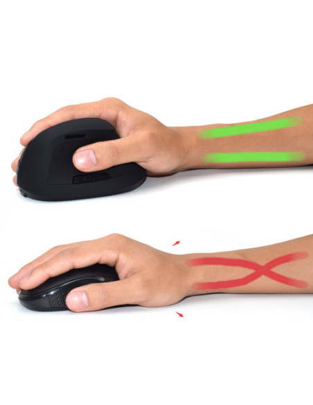 EWENT RATON VERTICAL ERGONÓMICO INALAMBRICO. OPTICO. 1600DPI. NEGRO