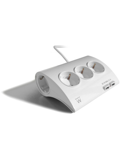 EWENT REGLETA DE ESCRITORIO. 5 TOMAS. 2 PUERTOS USB. BLANCO (EW3935)